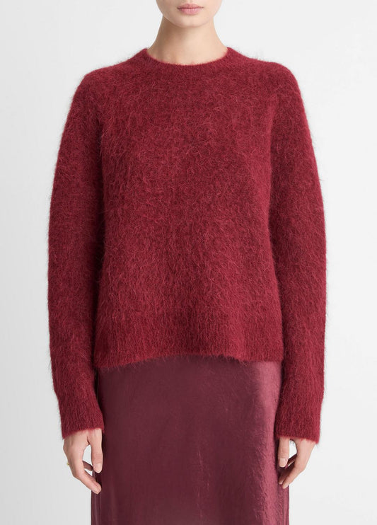 VINCE Women Brushed Alpaca-Blend Crew Neck Sweater in Crew Neck ROSE WINE