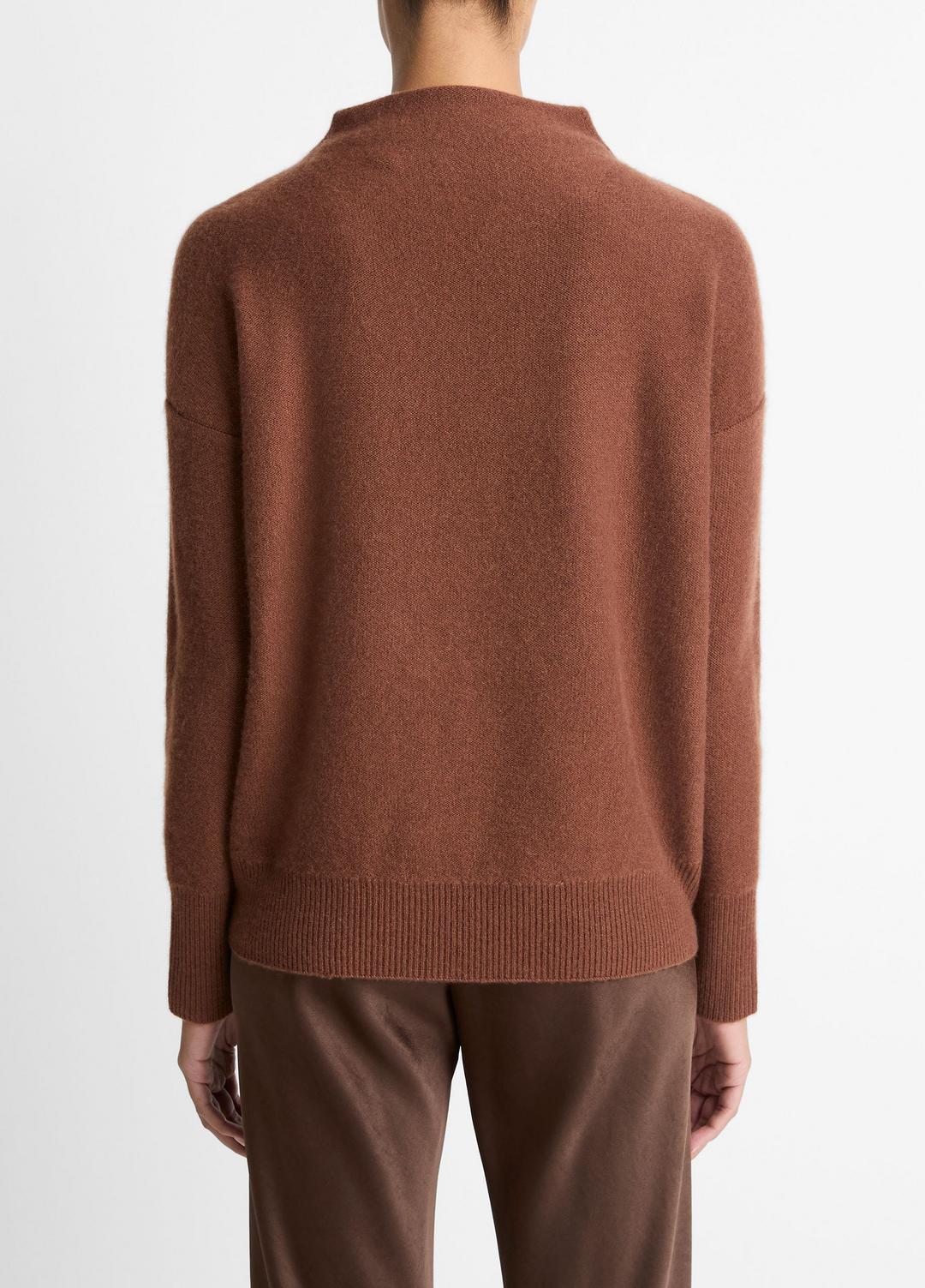 VINCE Women Plush Cashmere Funnel-Neck Sweater in Turtleneck CACAO