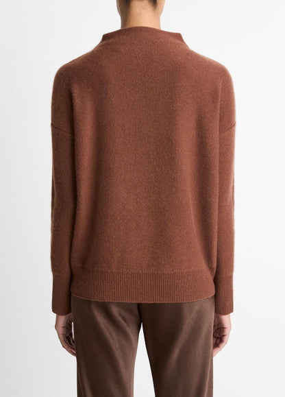 VINCE Women Plush Cashmere Funnel-Neck Sweater in Turtleneck CACAO