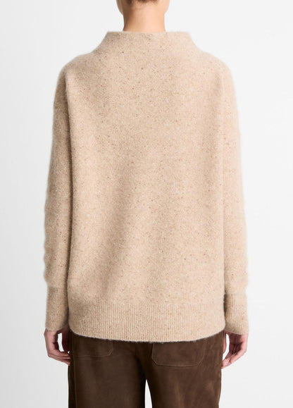 VINCE Women Donegal Cashmere Funnel-Neck Sweater in Turtleneck HEATHER OAT DONEGAL