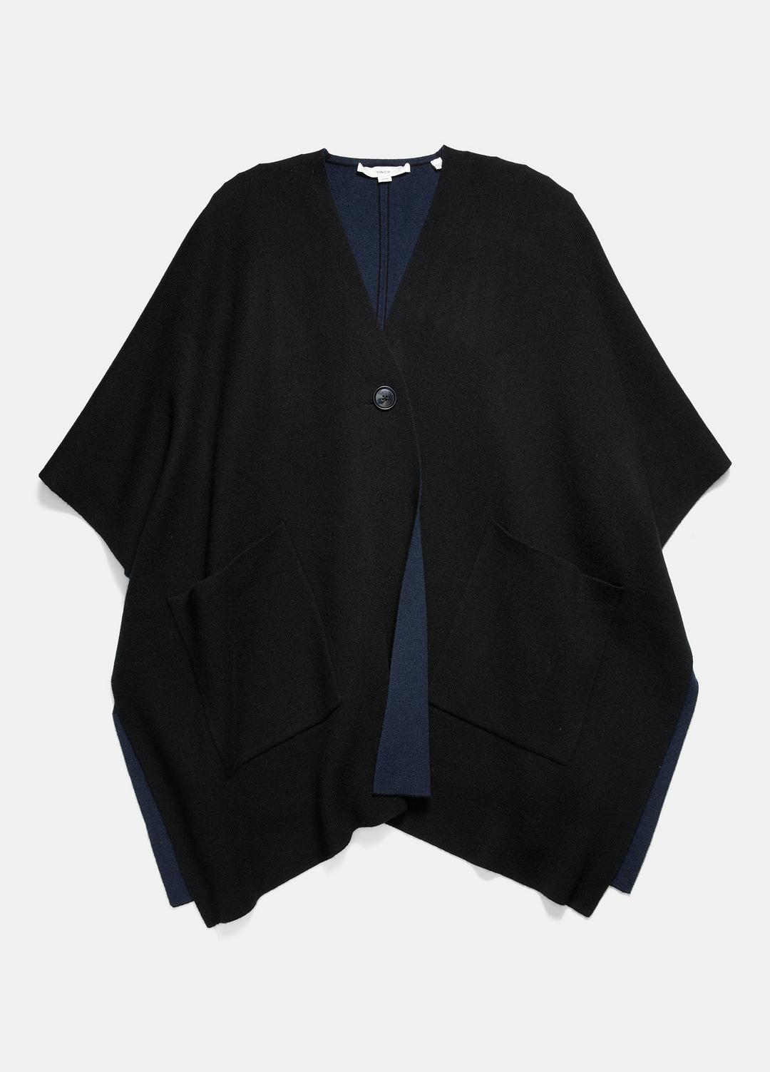 VINCE Women Wool and Cashmere Double-Face Cape in Sweaters BLACK NAVY