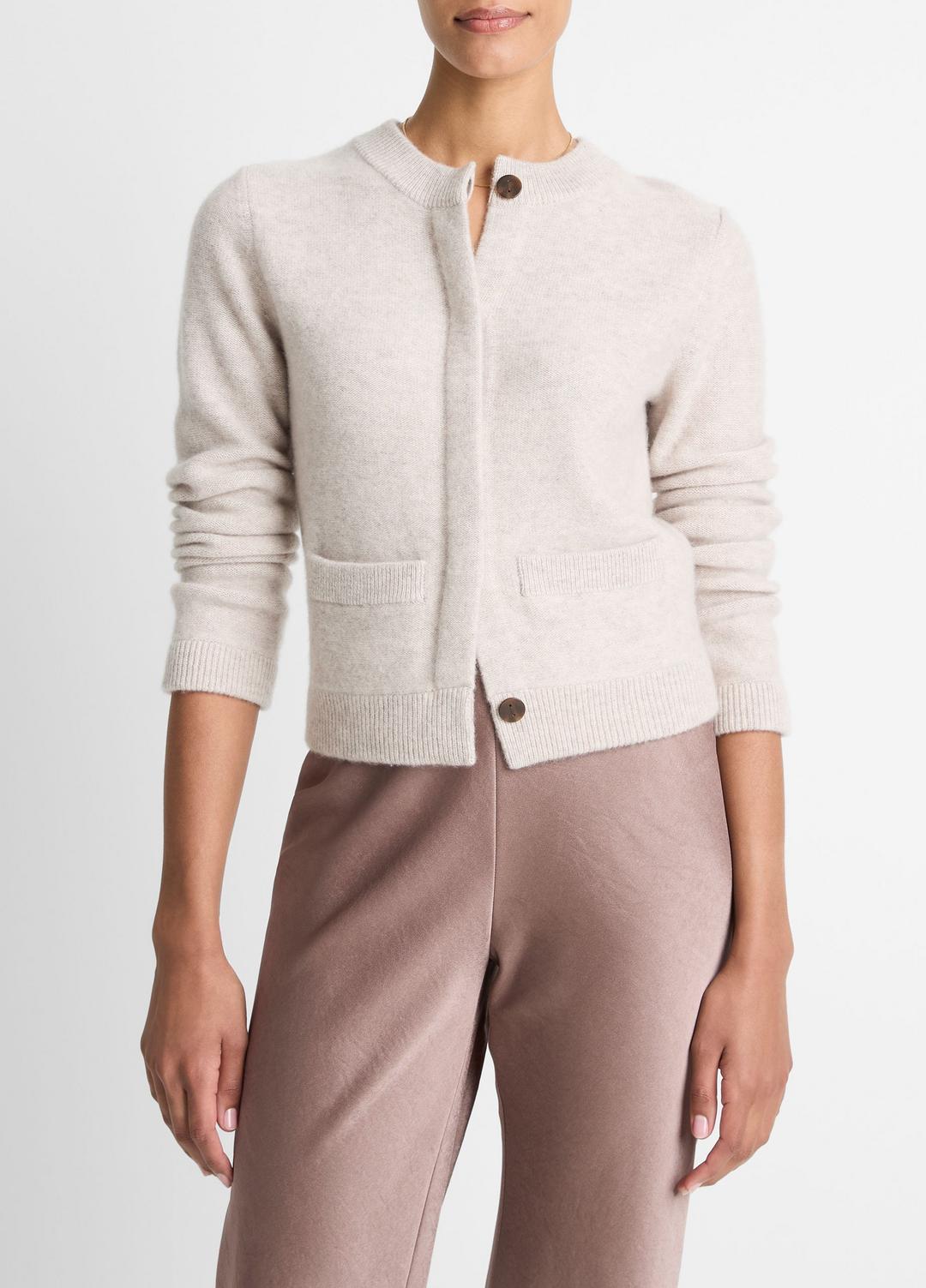 VINCE Women Plush Cashmere Shrunken Cardigan in Cardigans MARBLE
