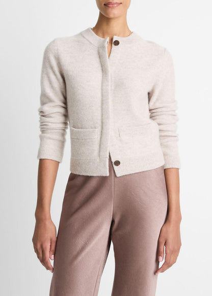 VINCE Women Plush Cashmere Shrunken Cardigan in Cardigans MARBLE
