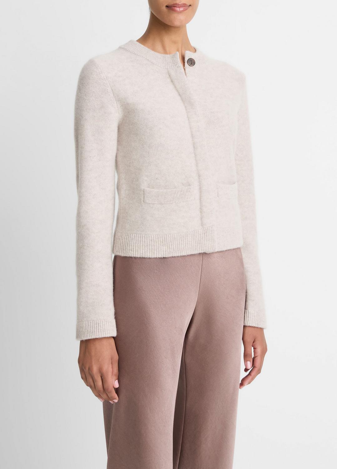 VINCE Women Plush Cashmere Shrunken Cardigan in Cardigans MARBLE