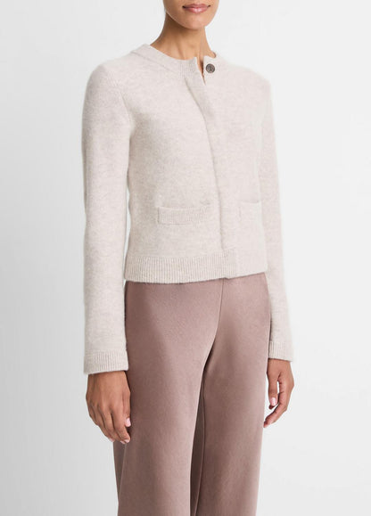 VINCE Women Plush Cashmere Shrunken Cardigan in Cardigans MARBLE