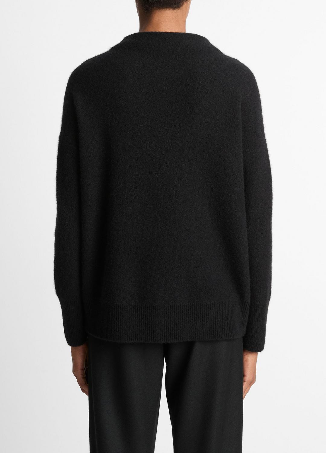 VINCE Women Plush Cashmere Funnel-Neck Sweater in Turtleneck BLACK