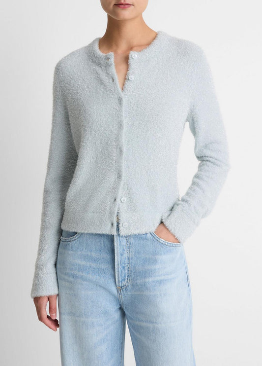 VINCE Women Metallic Eyelash Cardigan in Cardigans GLACIER