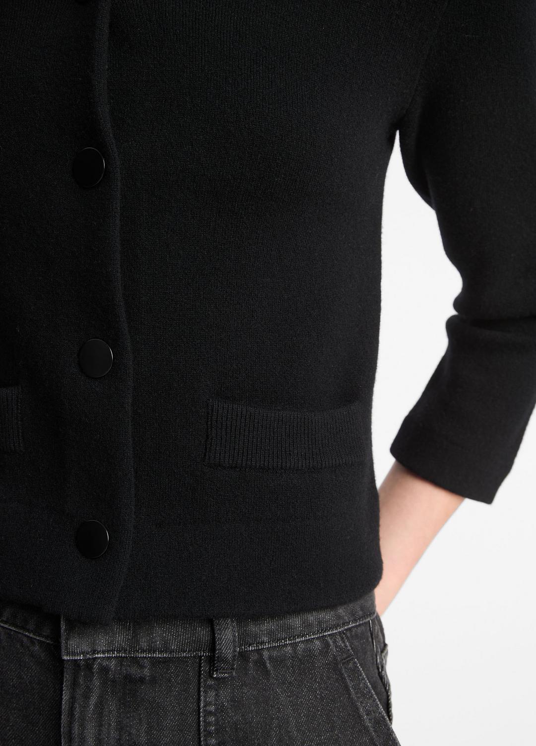 VINCE Women Wool-Blend Shrunken Snap Cardigan in Cardigans BLACK