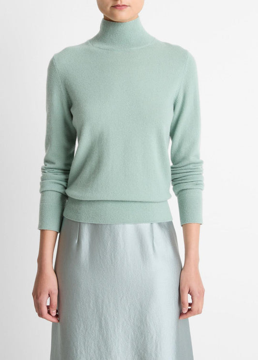 VINCE Women Cashmere Turtleneck Sweater in Turtleneck ALOE STONE