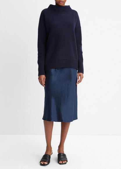 VINCE Women Plush Cashmere Funnel-Neck Sweater in Turtleneck COASTAL BLUE