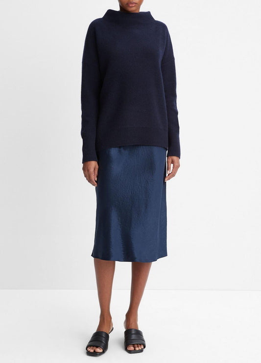 VINCE Women Plush Cashmere Funnel-Neck Sweater in Turtleneck COASTAL BLUE