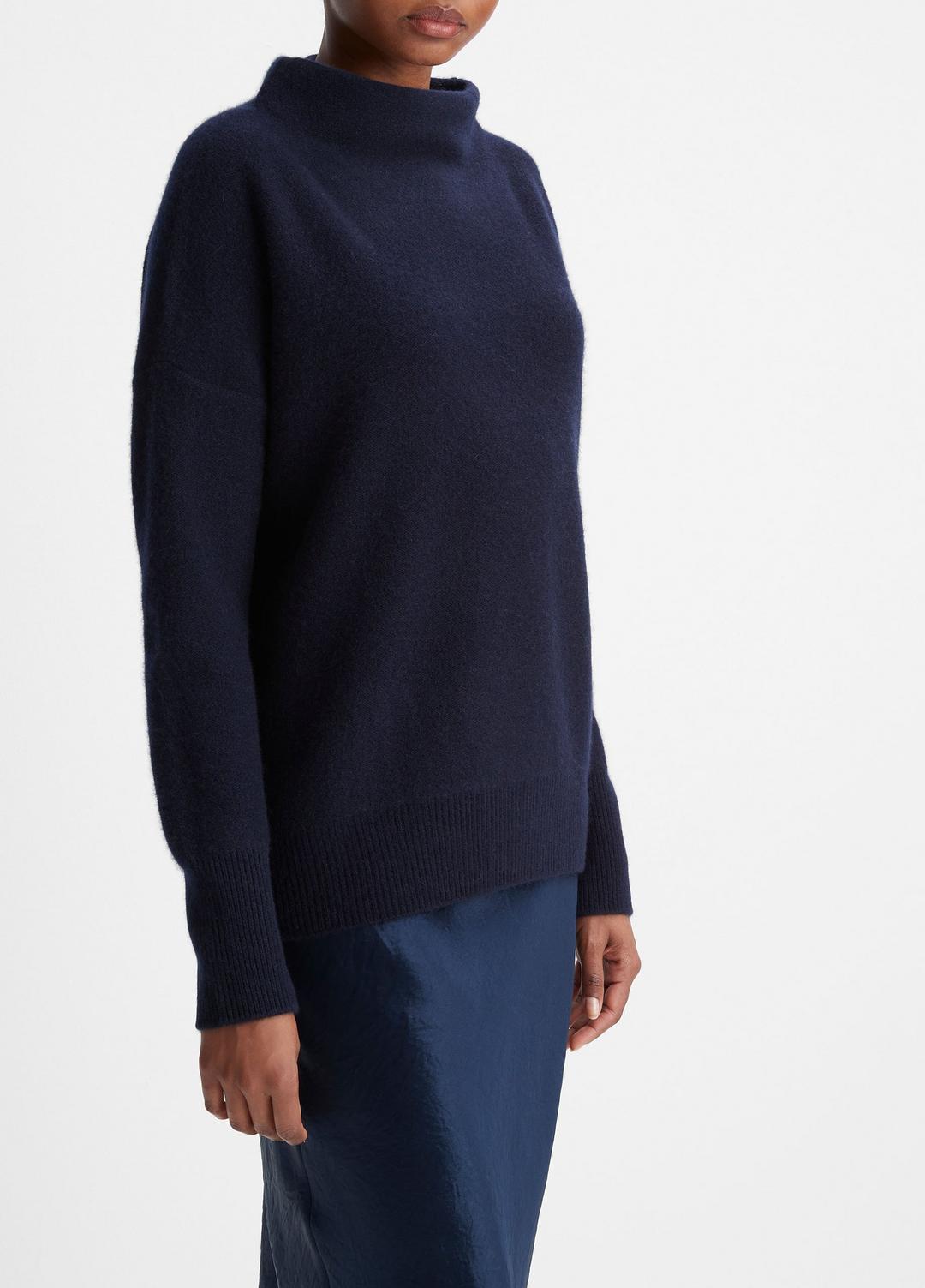 VINCE Women Plush Cashmere Funnel-Neck Sweater in Turtleneck COASTAL BLUE