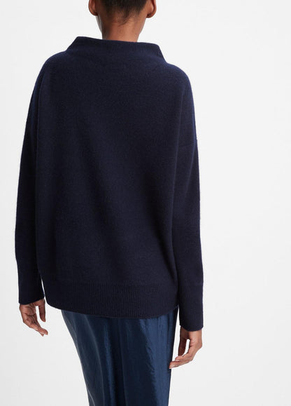 VINCE Women Plush Cashmere Funnel-Neck Sweater in Turtleneck COASTAL BLUE