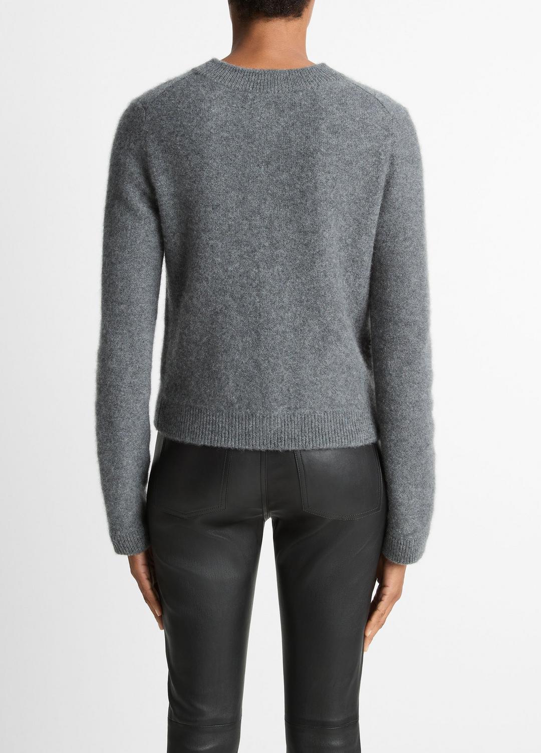 VINCE Women Plush Cashmere Shrunken Cardigan in Cardigans HEATHER GRAPHITE