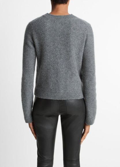 VINCE Women Plush Cashmere Shrunken Cardigan in Cardigans HEATHER GRAPHITE