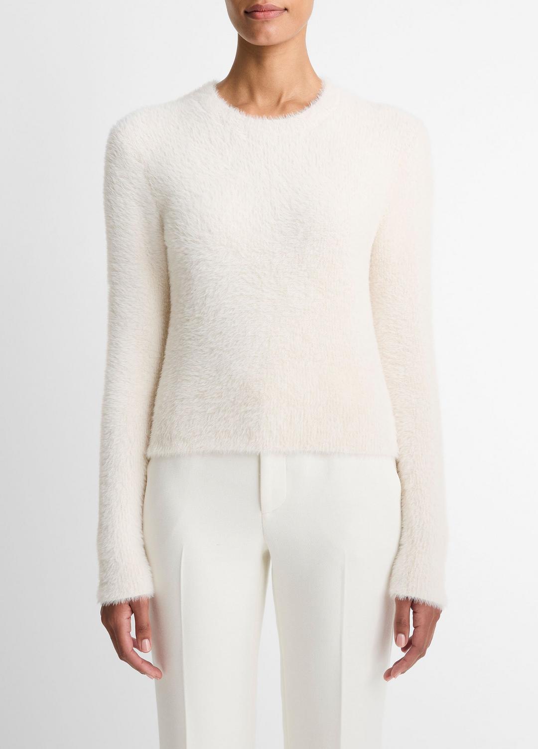 VINCE Women Eyelash Crew Neck Sweater in Crew Neck CHIFFON