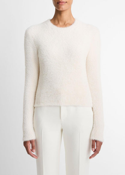 VINCE Women Eyelash Crew Neck Sweater in Crew Neck CHIFFON
