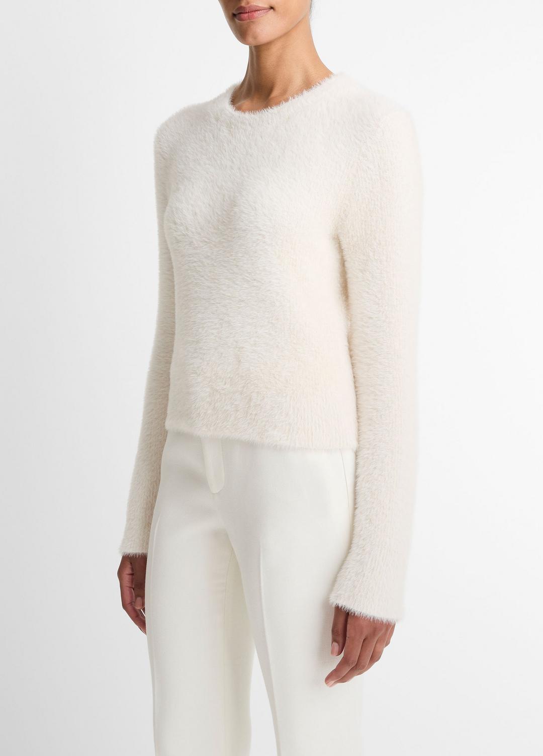 VINCE Women Eyelash Crew Neck Sweater in Crew Neck CHIFFON