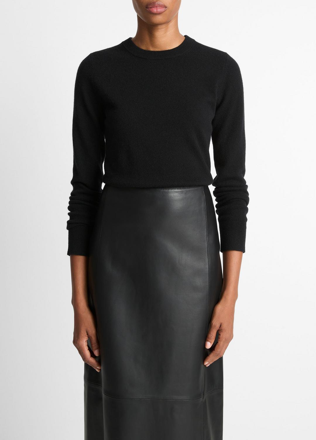 VINCE Women Cashmere Crew Neck Sweater in Crew Neck BLACK
