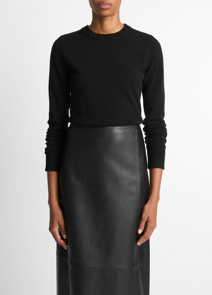 VINCE Women Cashmere Crew Neck Sweater in Crew Neck BLACK