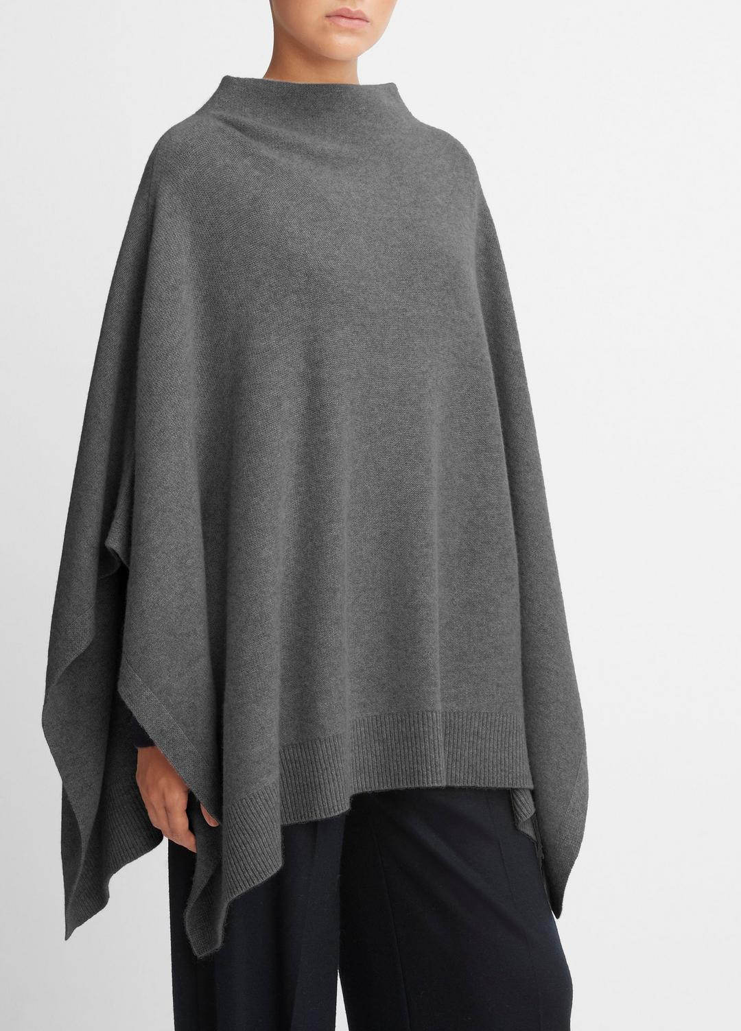 VINCE Women Merino Wool-Cashmere Funnel-Neck Poncho in Accessories HEATHER GREY