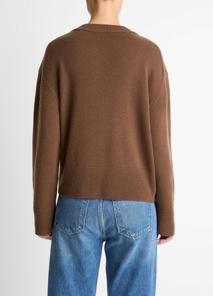 VINCE Women Wool-Cashmere V-Neck Sweater in V-Neck HAZELNUT