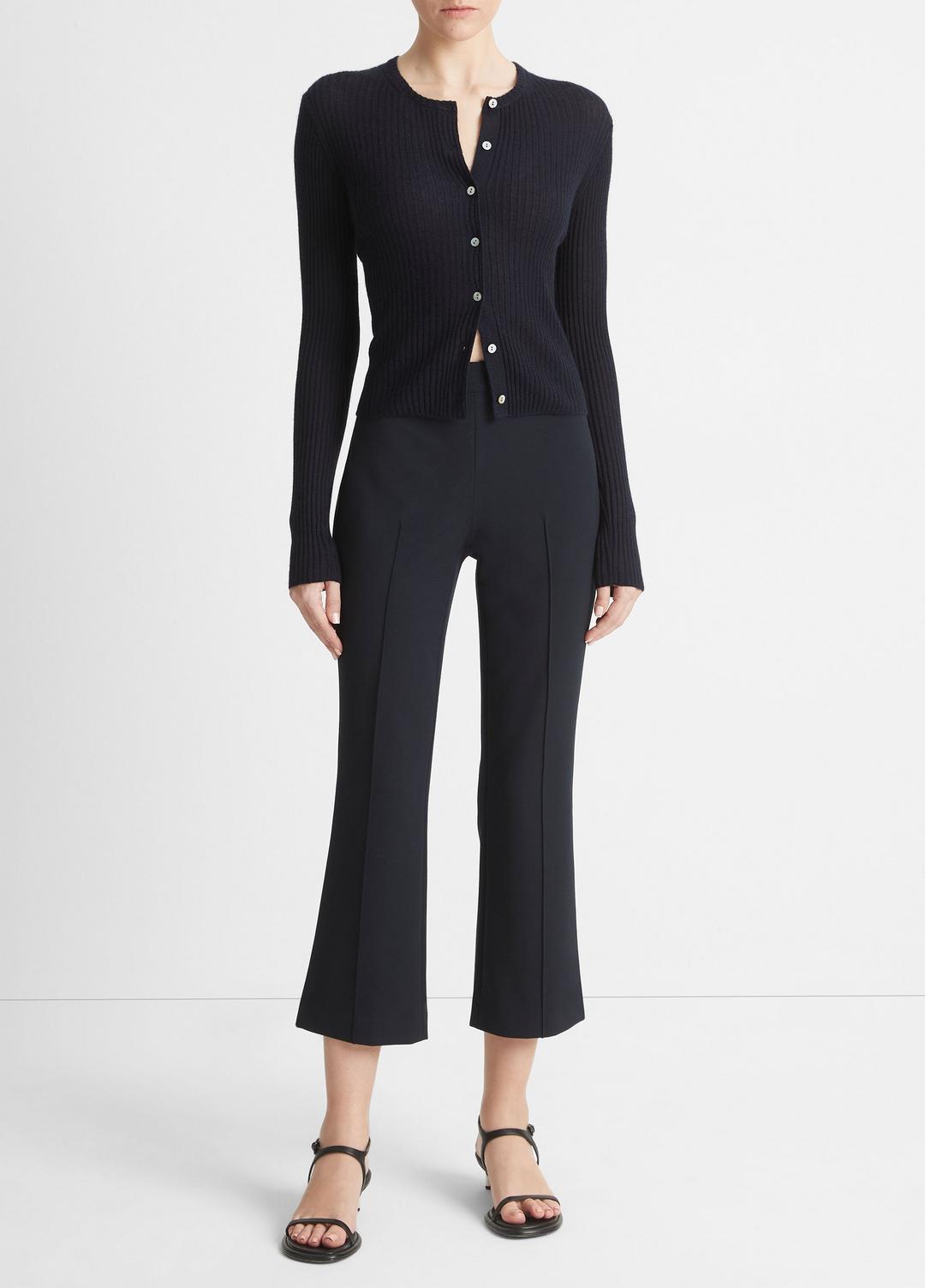 VINCE Women Ribbed Cashmere-Silk Cardigan in Cardigans COASTAL BLUE