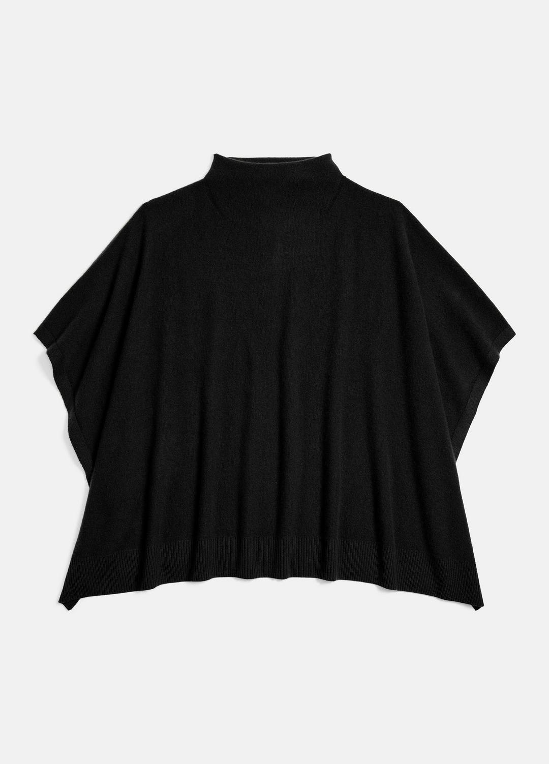 VINCE Women Merino Wool-Cashmere Funnel-Neck Poncho in Accessories BLACK