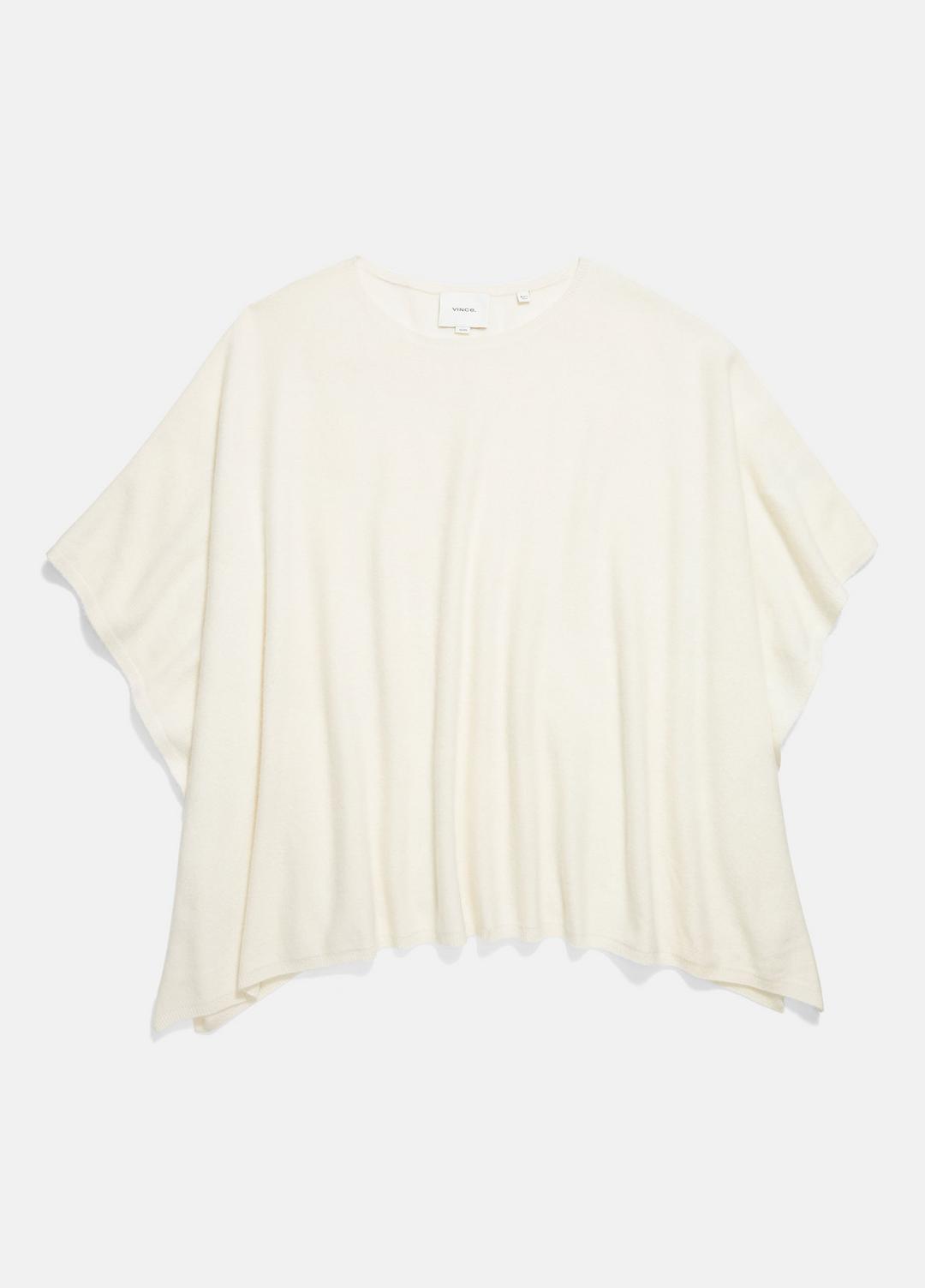 VINCE Women Reverse-Jersey Cashmere Boat-Neck Poncho in Sweaters OPTIC WHITE
