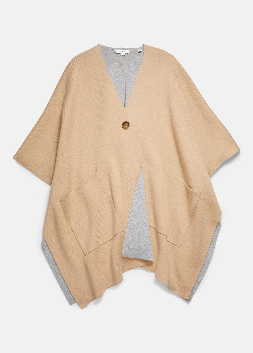 VINCE Women Wool and Cashmere Double-Face Cape in Sweaters CAMEL GREY