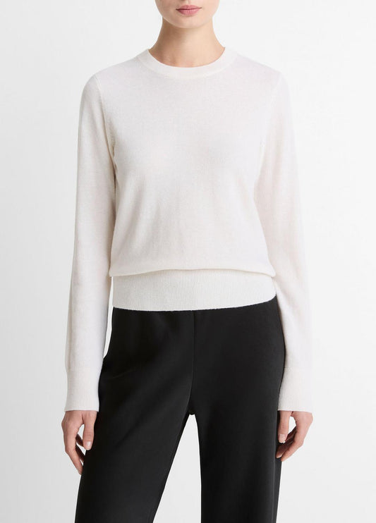 VINCE Women Cashmere Crew Neck Sweater in Crew Neck OFF WHITE