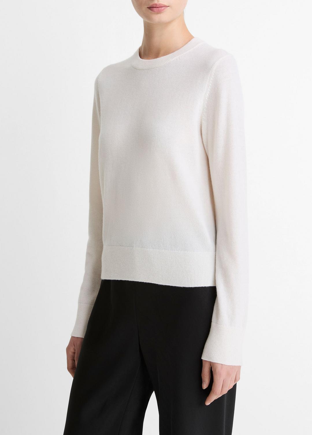 VINCE Women Cashmere Crew Neck Sweater in Crew Neck OFF WHITE