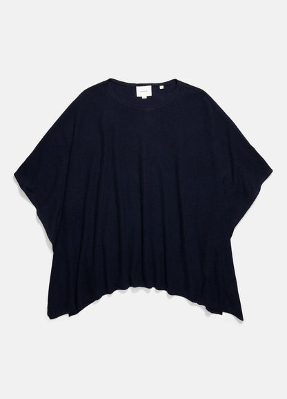 VINCE Women Reverse-Jersey Cashmere Boat-Neck Poncho in Sweaters COASTAL BLUE