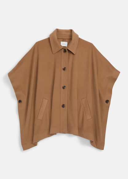 VINCE Women Leather-Trim Wool Cape in Accessories CAMEL