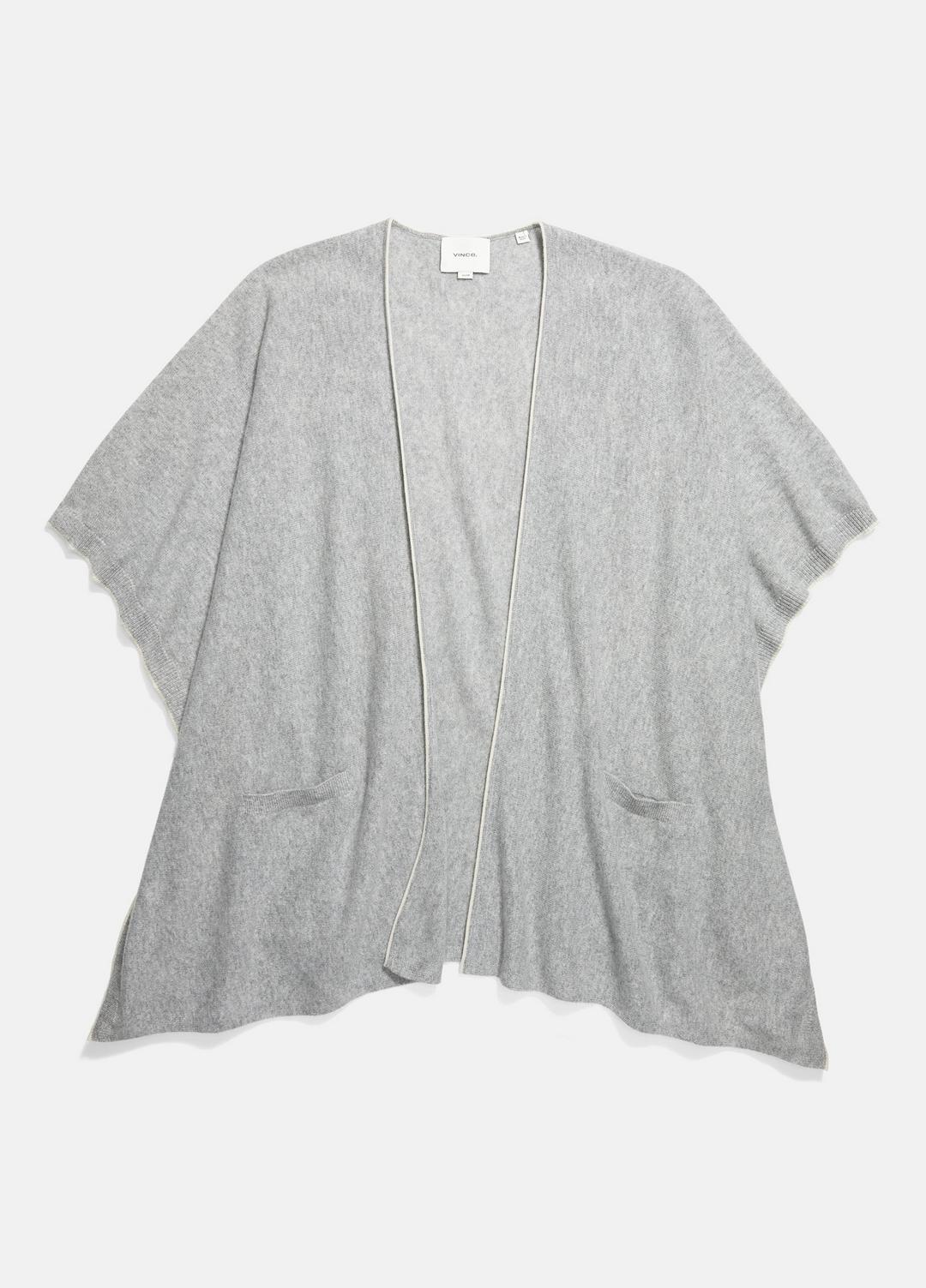 VINCE Women Tipped Jersey-Knit Cashmere Cape in Sweaters MEDIUM GREY/OFF WHITE