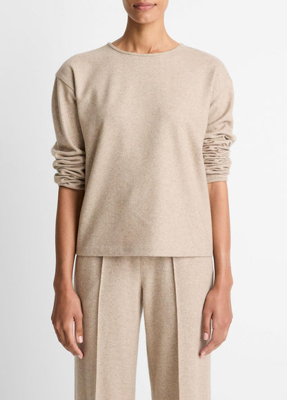 VINCE Women Italian Wool-Blend Lounge Pullover in Sweatshirts & Hoodies HEATHER MARZIPAN