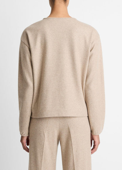 VINCE Women Italian Wool-Blend Lounge Pullover in Sweatshirts & Hoodies HEATHER MARZIPAN