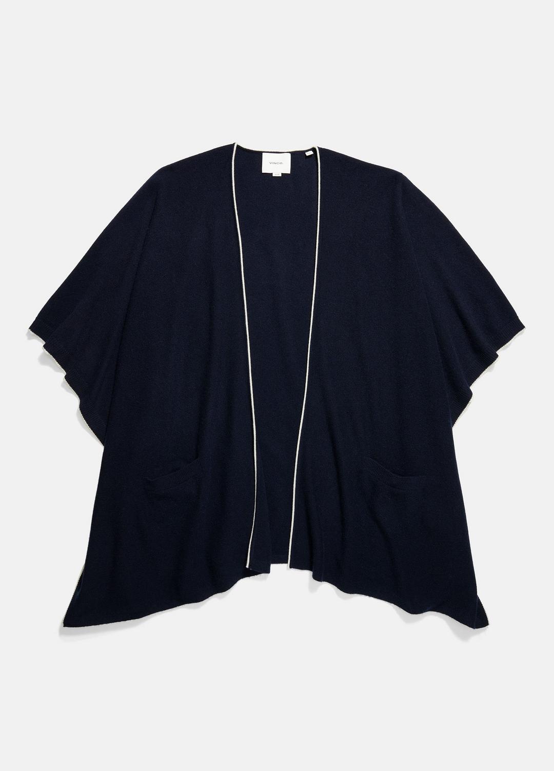 VINCE Women Tipped Jersey-Knit Cashmere Cape in Sweaters COASTAL BLUE/WHITE
