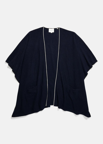 VINCE Women Tipped Jersey-Knit Cashmere Cape in Sweaters COASTAL BLUE/WHITE