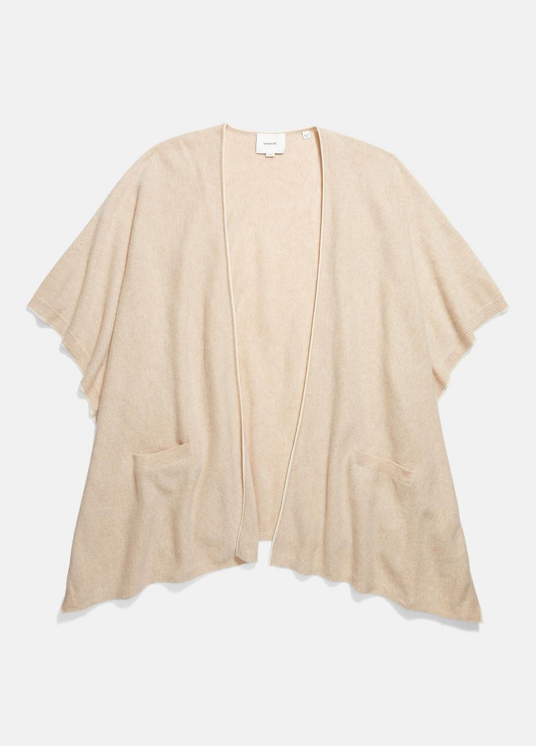VINCE Women Tipped Jersey-Knit Cashmere Cape in Sweaters OAK/WHITE