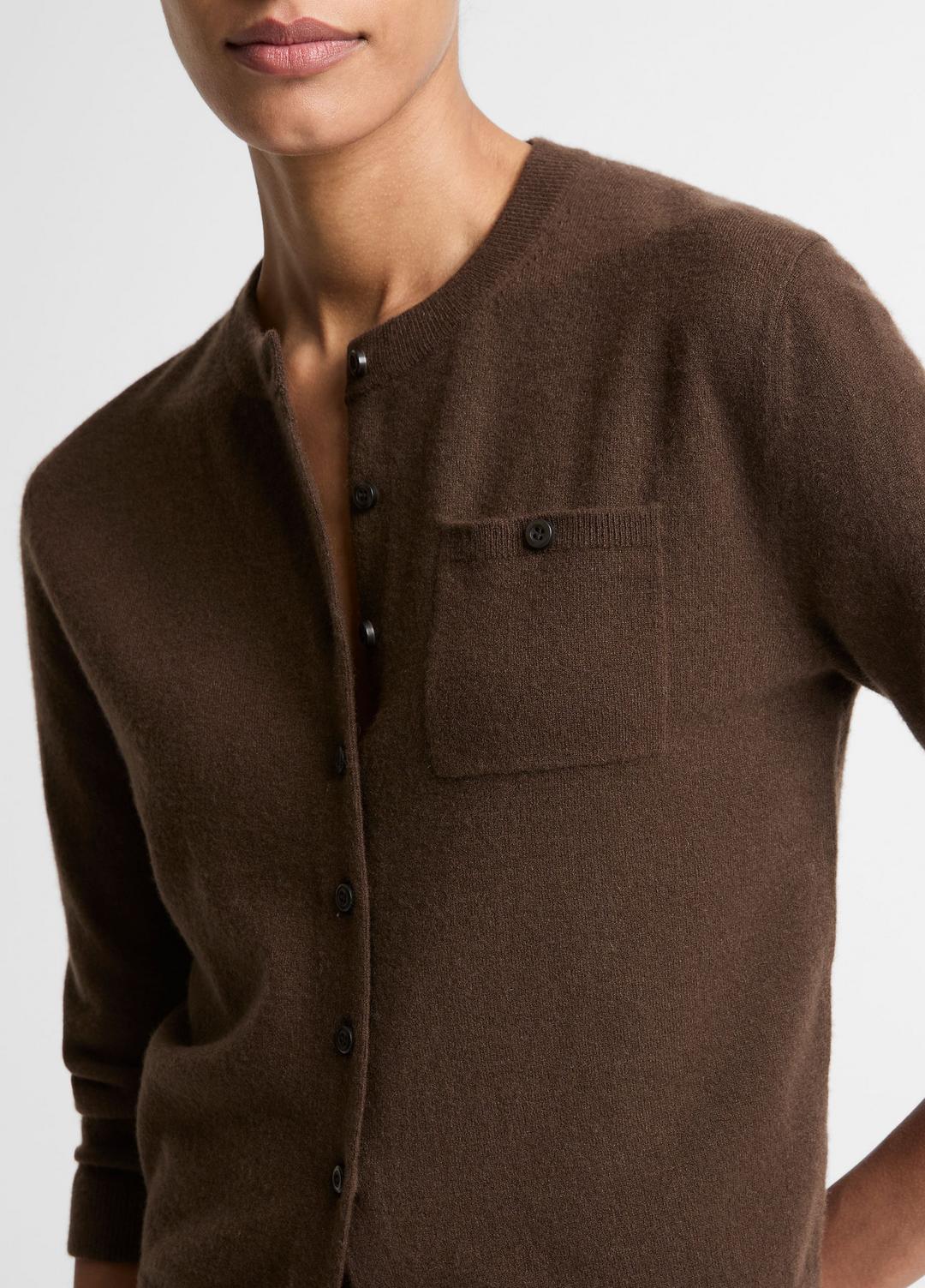 VINCE Women Wool & Cashmere-Blend Pocket Cardigan in Cardigans DARK BARK