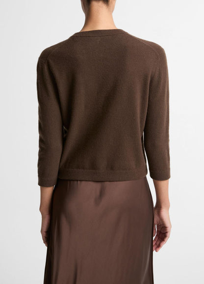 VINCE Women Wool & Cashmere-Blend Pocket Cardigan in Cardigans DARK BARK