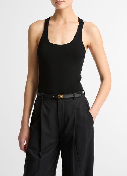 VINCE Women Milano-Stitch Scoop-Neck Sweater Tank in Tank Tops BLACK