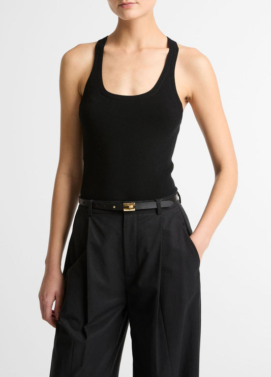 VINCE Women Milano-Stitch Scoop-Neck Sweater Tank in Tank Tops BLACK