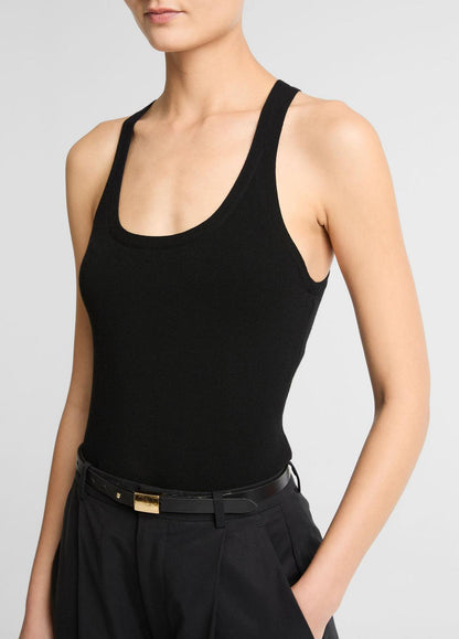 VINCE Women Milano-Stitch Scoop-Neck Sweater Tank in Tank Tops BLACK