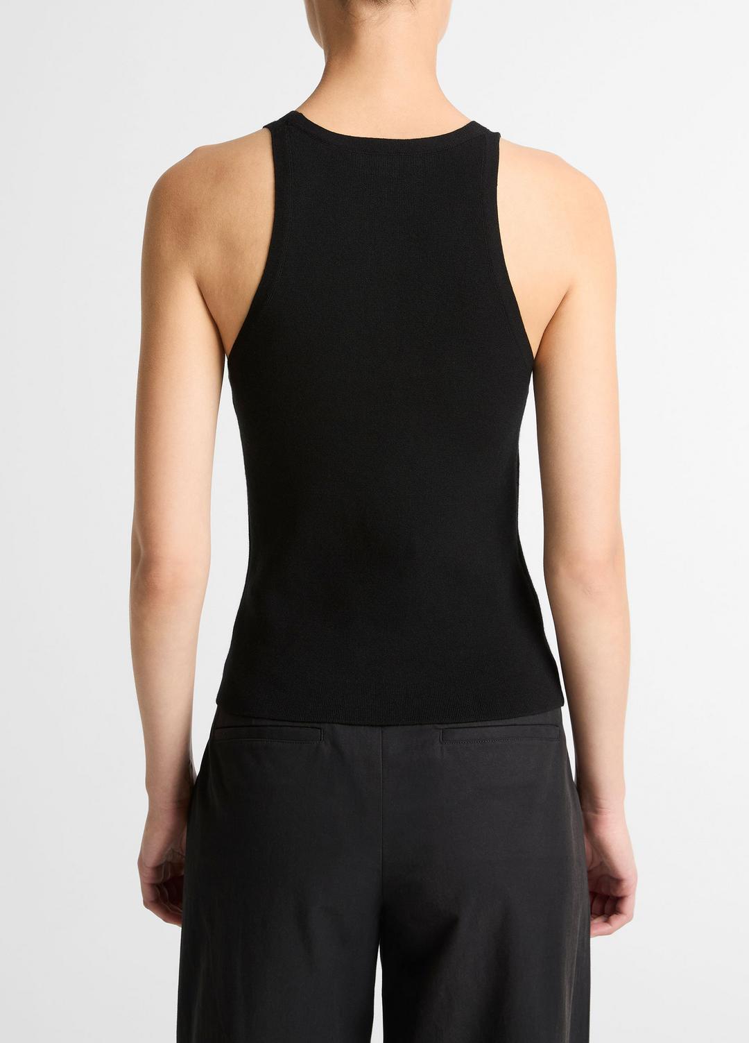 VINCE Women Milano-Stitch Scoop-Neck Sweater Tank in Tank Tops BLACK