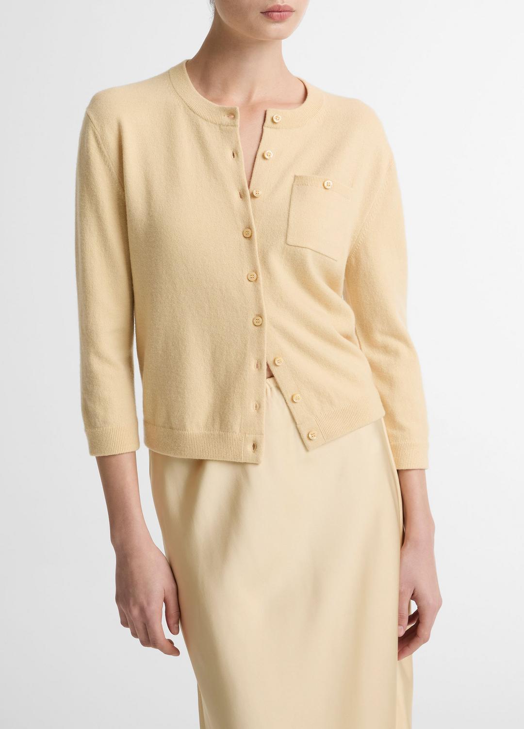 VINCE Women Wool & Cashmere-Blend Pocket Cardigan in Cardigans CHAMOMILE