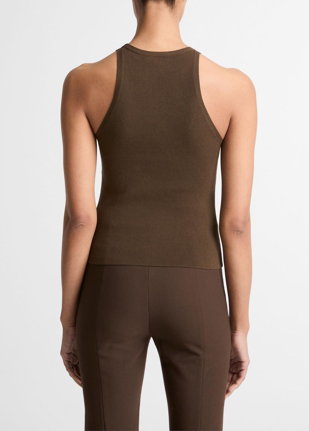 VINCE Women Milano-Stitch Scoop-Neck Sweater Tank in Tank Tops DARK BARK