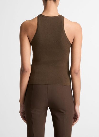 VINCE Women Milano-Stitch Scoop-Neck Sweater Tank in Tank Tops DARK BARK