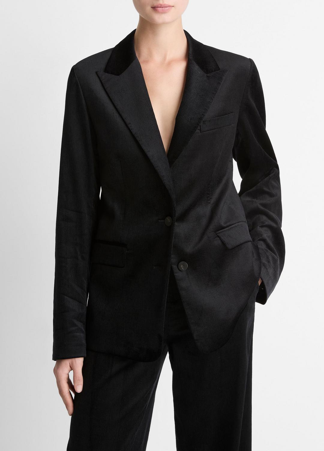VINCE Women Italian Velvet Blazer in Blazers BLACK